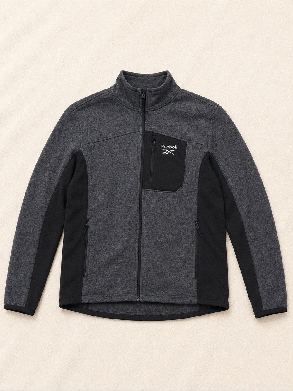 Reebok Men's Dark Gray and Black Full-Zip Lightweight Jacket